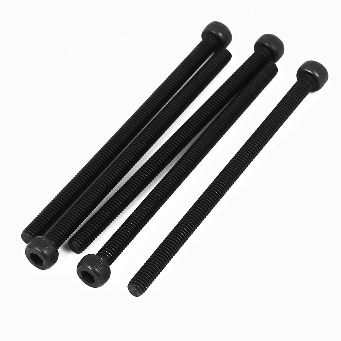 Sourcingmap M4x70mm Fully Thread Hex Socket Head Knurled Cap Screw Bolt Black 5pcs