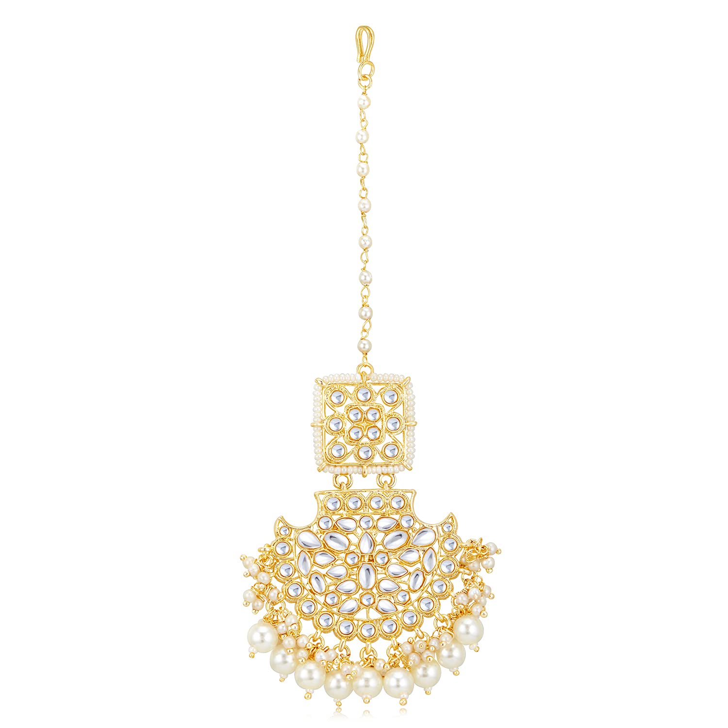 Lavish Pearl Gold Plated Kundan Maangtikka for Women (SKR85498), One Size-image-31