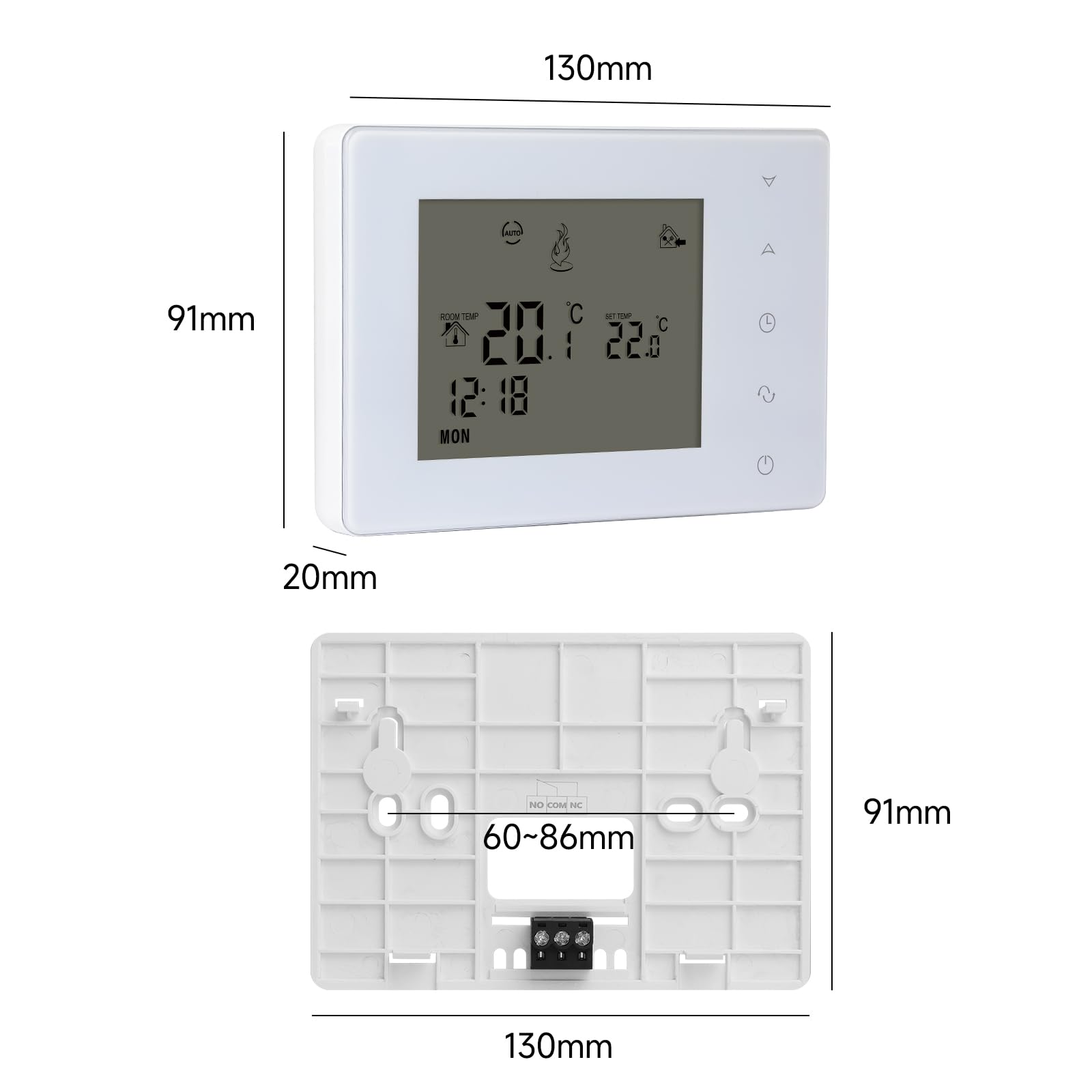 Termostato a batteria 2 fili per caldaie a gas, termostato a batteria programmabile settimanalmente, cronotermostato manuale ambiente a parete, batteria da 3A non inclusa 3A W306