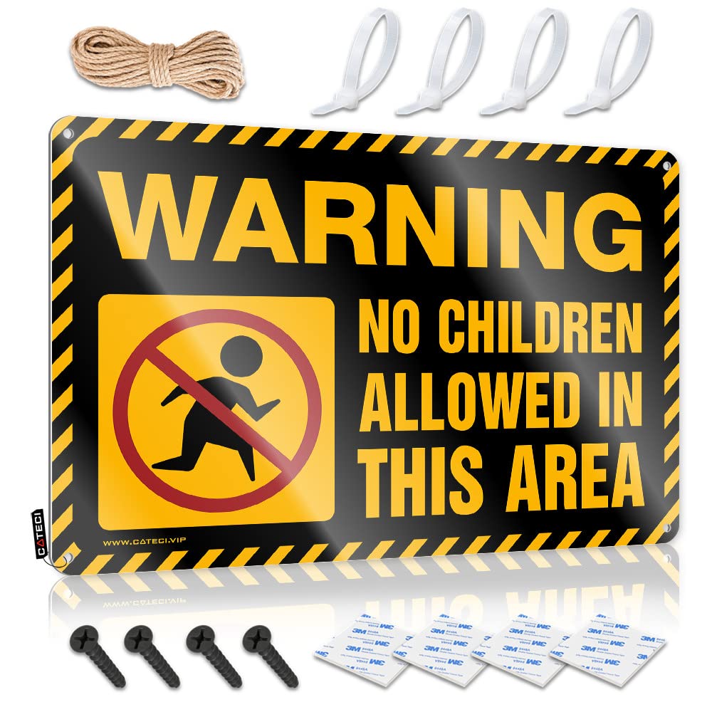 IBWNBBUSN Metal Man Cave Decor Warning No Children Allowed In This Area Tin Sign Home Decor Men Tin Sign For Man Cave(30X40CM)