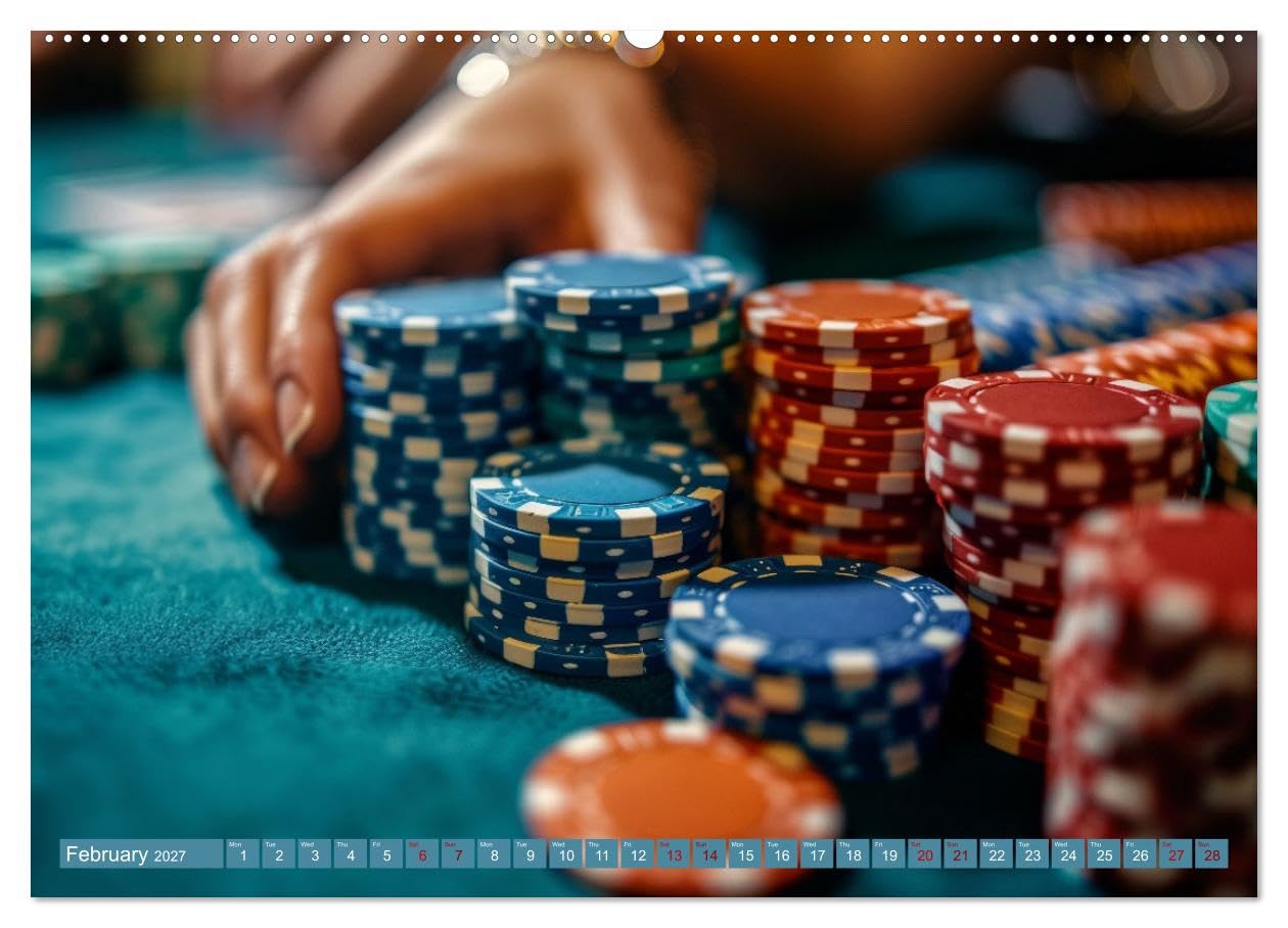 Texas Hold'em Poker Faces (High Quality Premium Wall Calendar 2027 DIN A2 landscape),CALVENDO 12 Month Wall Calendar: A journey through the art of poker in Las Vegas