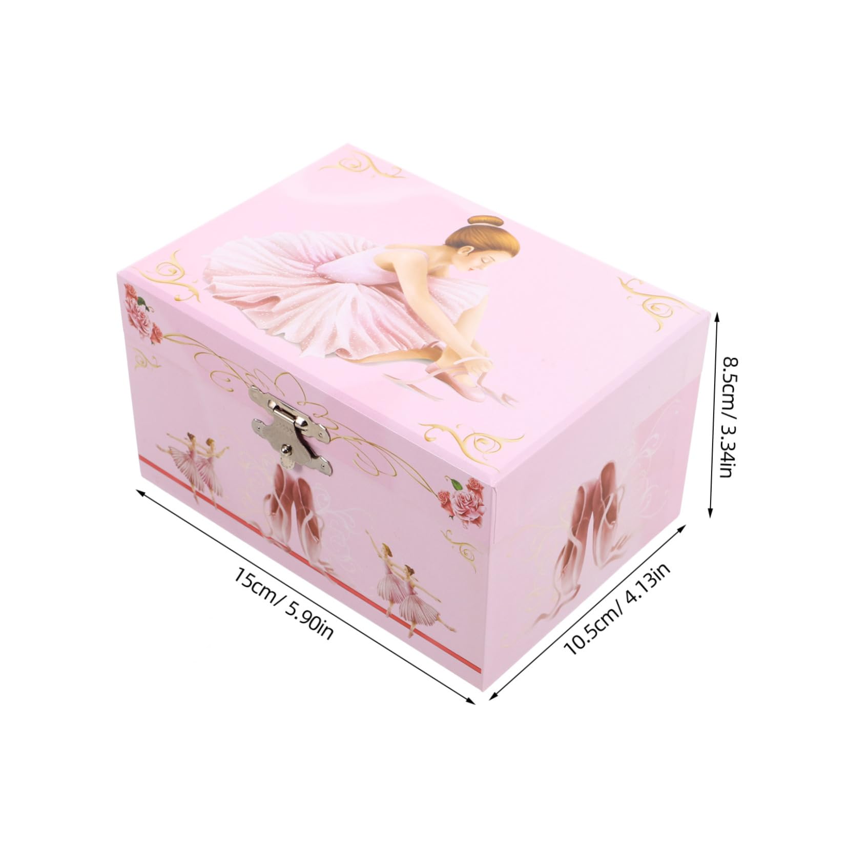 Ipetboom Joyero Musical Bailarina Rosa de 5 Pulgadas, Caja de Música de Ballet para Niñas, Organizador Compacto de Joyas, Decoración Infantil y Obsequio para Cumpleaños