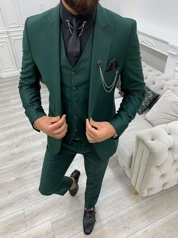 3 Piece Suit Men Regular Fit Wedding Suits Formal Business Prom Tuxedos Suits Set4