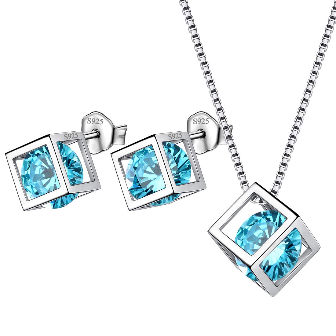 Aurora Tears Set Gioielli Con Pietra Di Nascita – Collana, Orecchini E Bracciale In Argento 925, Regalo Portafortuna