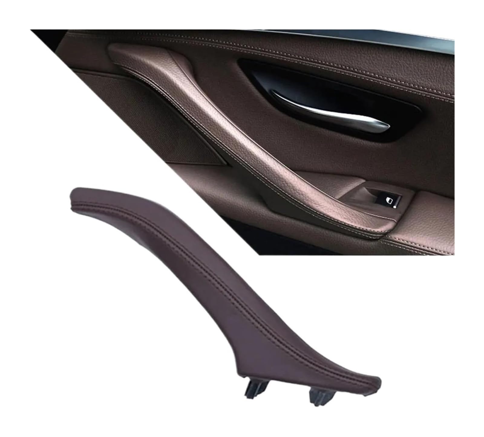 FANGZIQF Inner Door Pull Handles for 5 Series F10 F11 F18 520i 523i 525i 528i 535i 2010-2017 Interior Passenger Door Handle Leather Pull Assembly(Moka,Right)