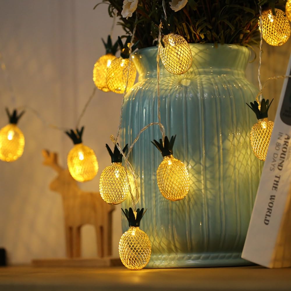 Fantasee Summer Tropical String Lights, Battery Operated Home Decor Lights LED Fairy Fantastic Lights for Bedroom Birthday Hawaiian Party Decor (Pineapple, 10LED)