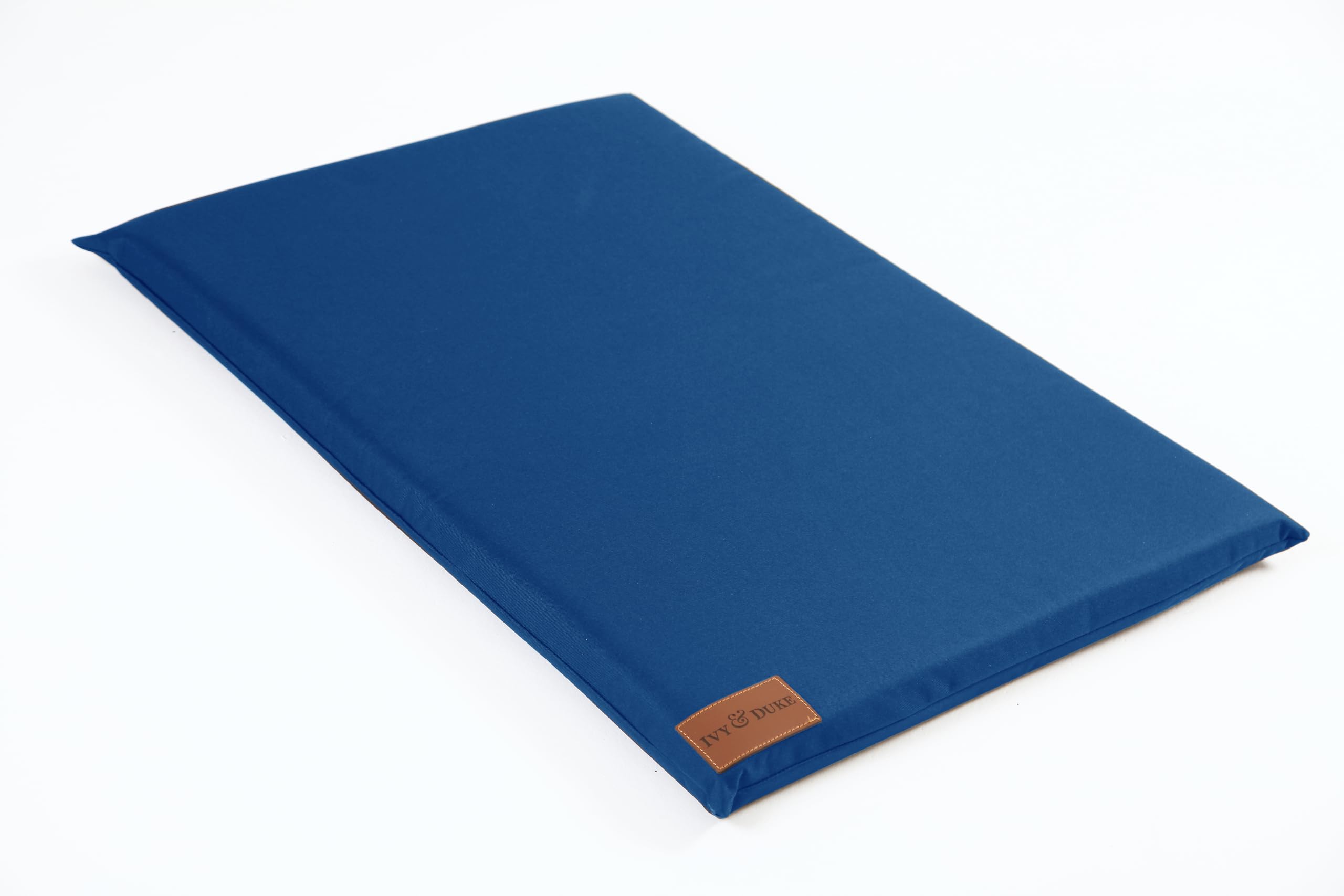 IVY & DUKE Waterproof Travel Dog Bed, Memory Foam Orthopedic Mat, Machine Washable, Handmade in England (Blue, M)