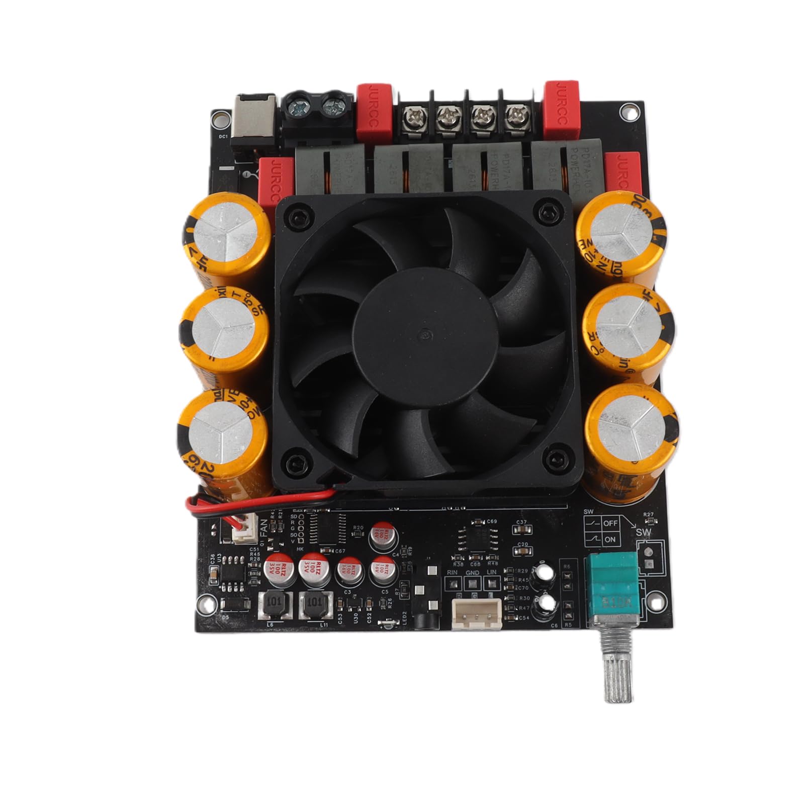 Luocute Carte Amplificateur TPA3255, Amplificateur de Puissance Numérique Haute Puissance 600 W + 600 W avec Ventilateur à Température Contrôlée et Dissipateur de Chaleur pour (ZK-6002)