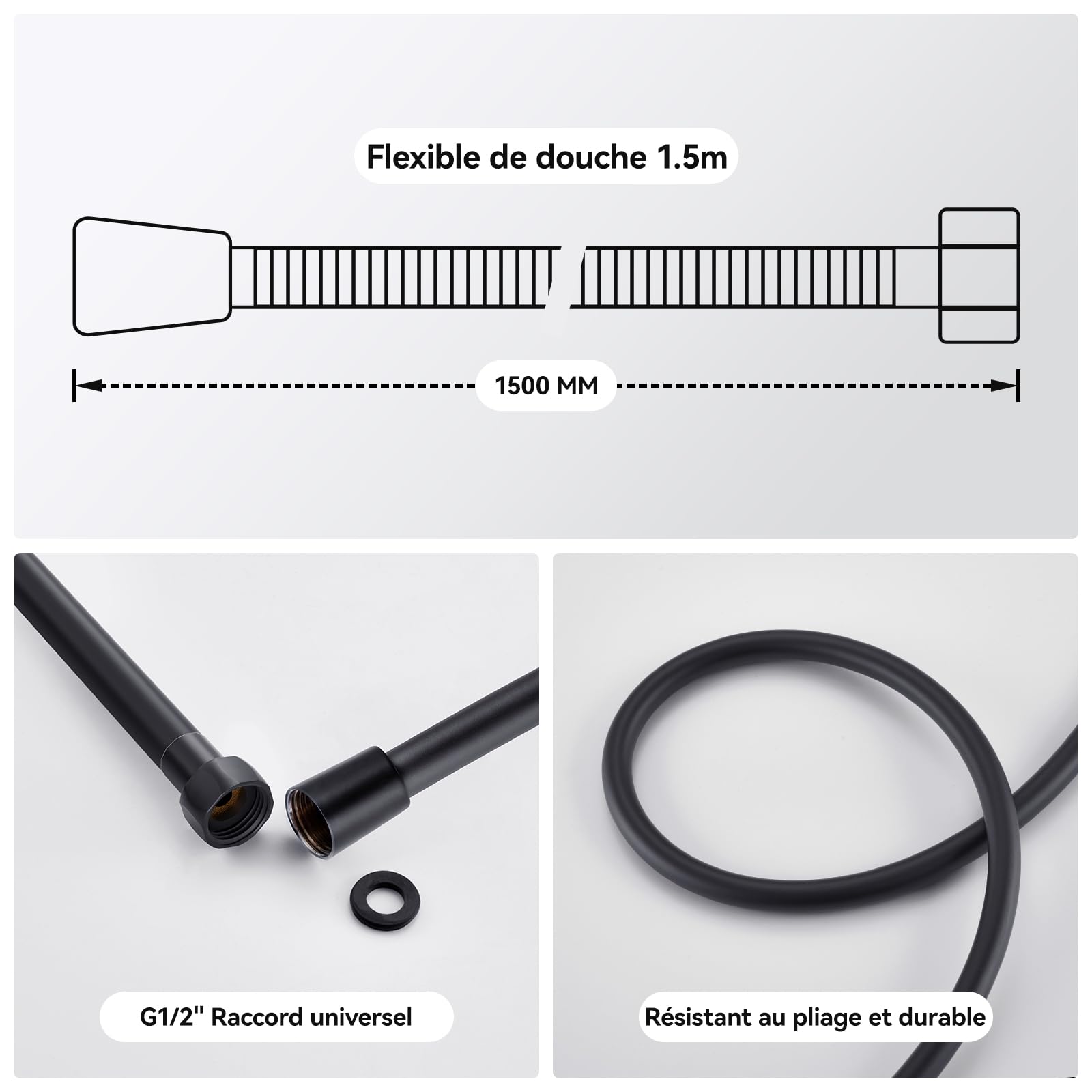 Auralum Colonne de Douche Thermostatique Noir, Ensemble de Colonne de Douche Murale Réglable avec Mitigeur Salle de Bain Robinet, 30x19CM Douche de Tête, Carré Shower Bar Douche Plafonnier Mitigeur