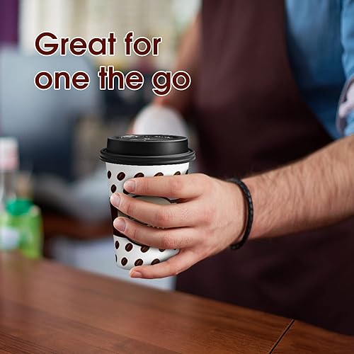 Miniatura 5 de Ginkgo Tazas de café con tapas, 12 onzas, paquete de 100 tazas de café desechables para capuchino, bebidas calientes, café, cacao y chocolate,