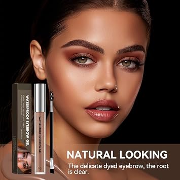 Waterproof Eyebrow Gel, Quick Drying Long Lasting Smudge Proof Formula for Creating Natural Looking Brows, Easy Application for All Skin Types (Brunette, Large)