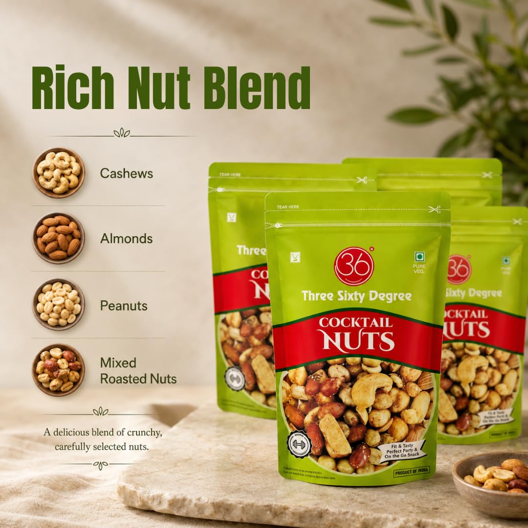 360 Three Sixty Degree Cocktail Nuts Zipper | Mixed Nuts