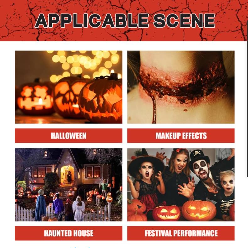 Miniatura 7 de 2 piezas de sangre falsa de Halloween, 4.2 onzas, maquillaje de sangre líquida de Halloween para ropa, kit de maquillaje de sangre falsa para