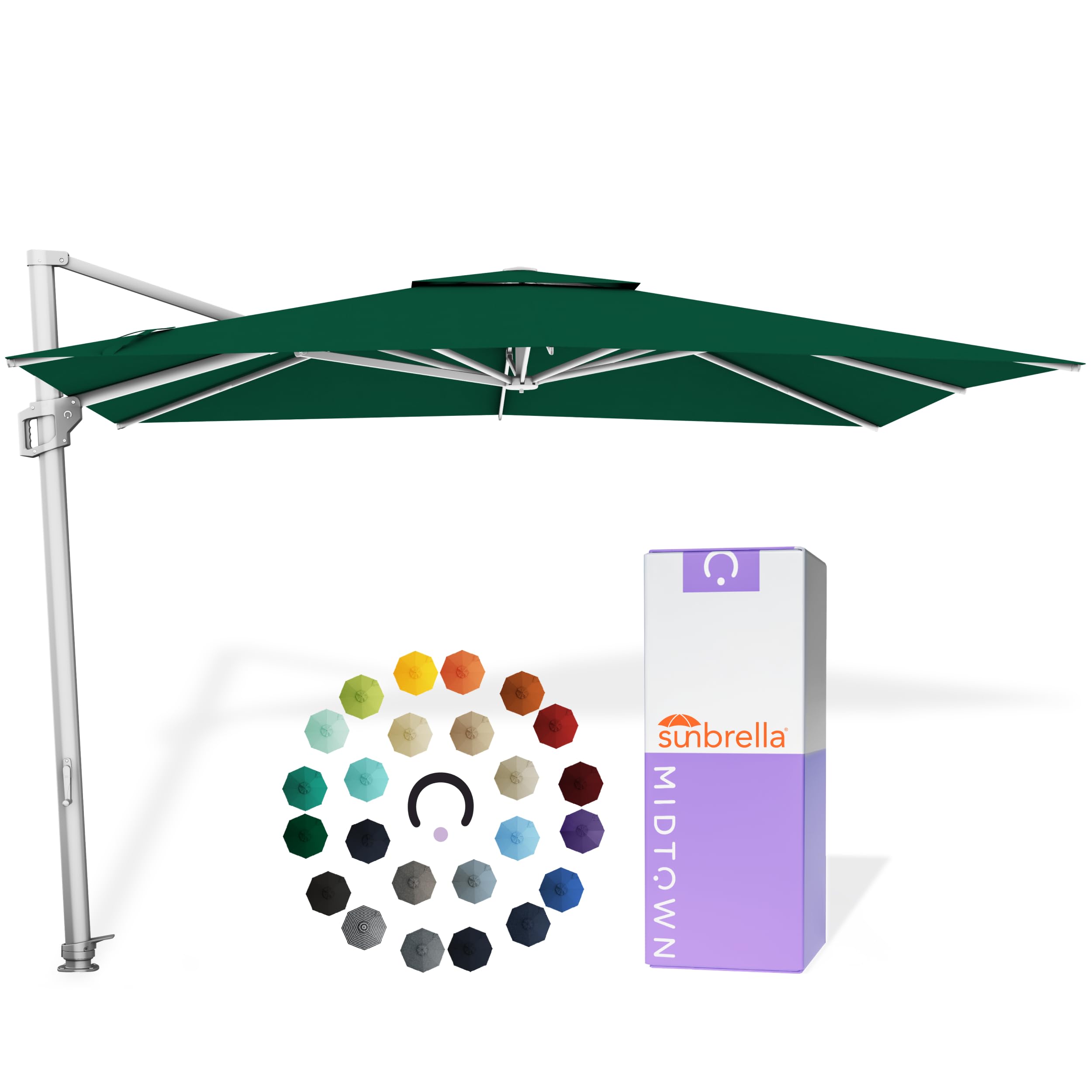 Midtown Umbrellas Grande Square - 9 x 9 Ft Cantilever Umbrella