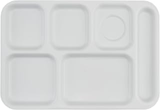 G.E.T. TR-153-W 10" x 14.5" 6-Compartment Tray, Polypropylene, White (Pack of 12)