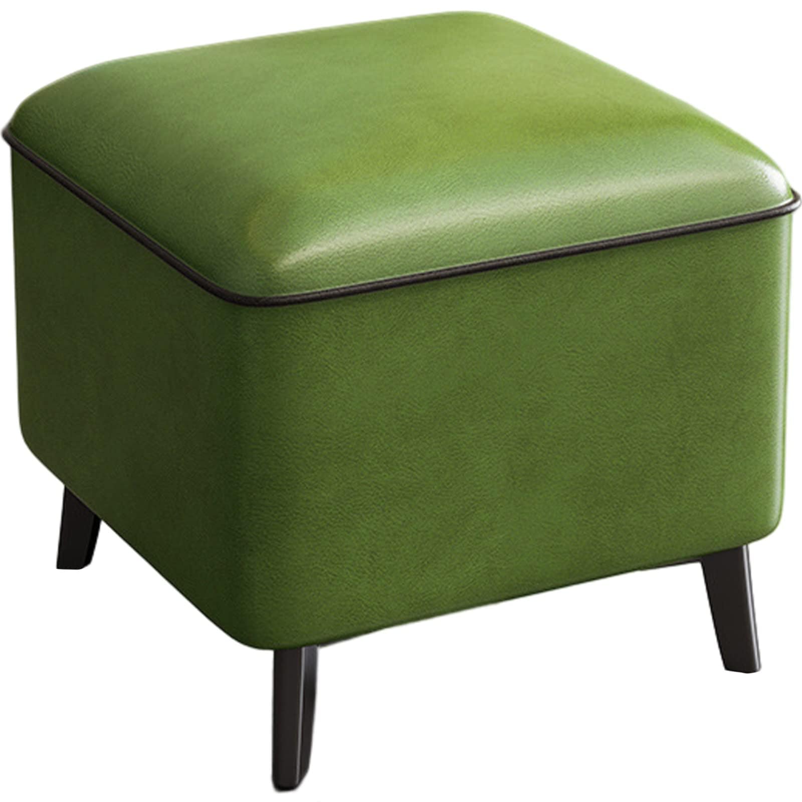 Forestalk Green Small Ottoman Footrest Stool,Cube Foot Rest Stool,Leather Tufted Square Footrest Bench,Shoe Change Stool,For Bedroom, Living Room, Office，Entrance Hall(Color:green)
