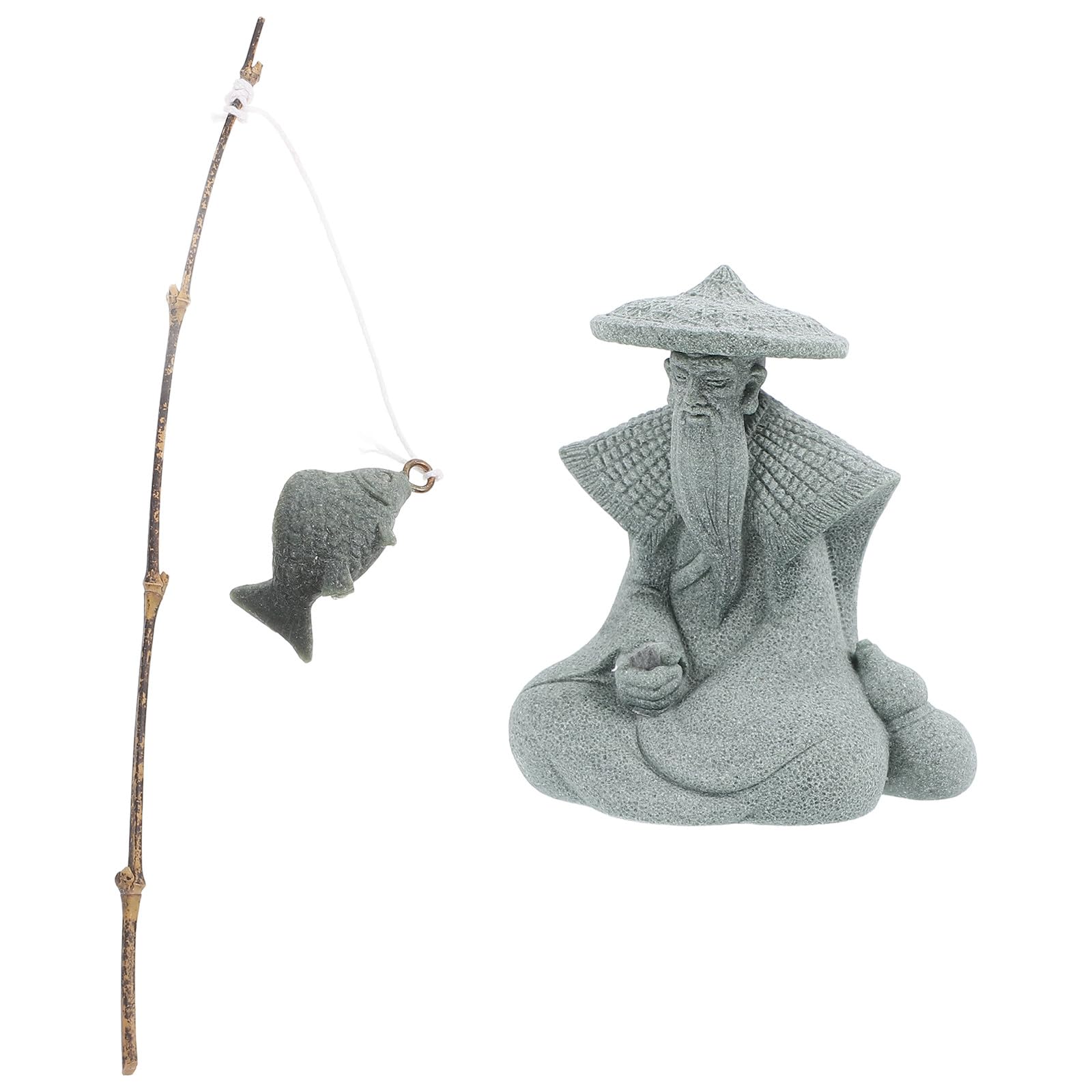 Ornement Patience et Sagesse de 27 CM : Statue Pêcheur Résine Haute Finition