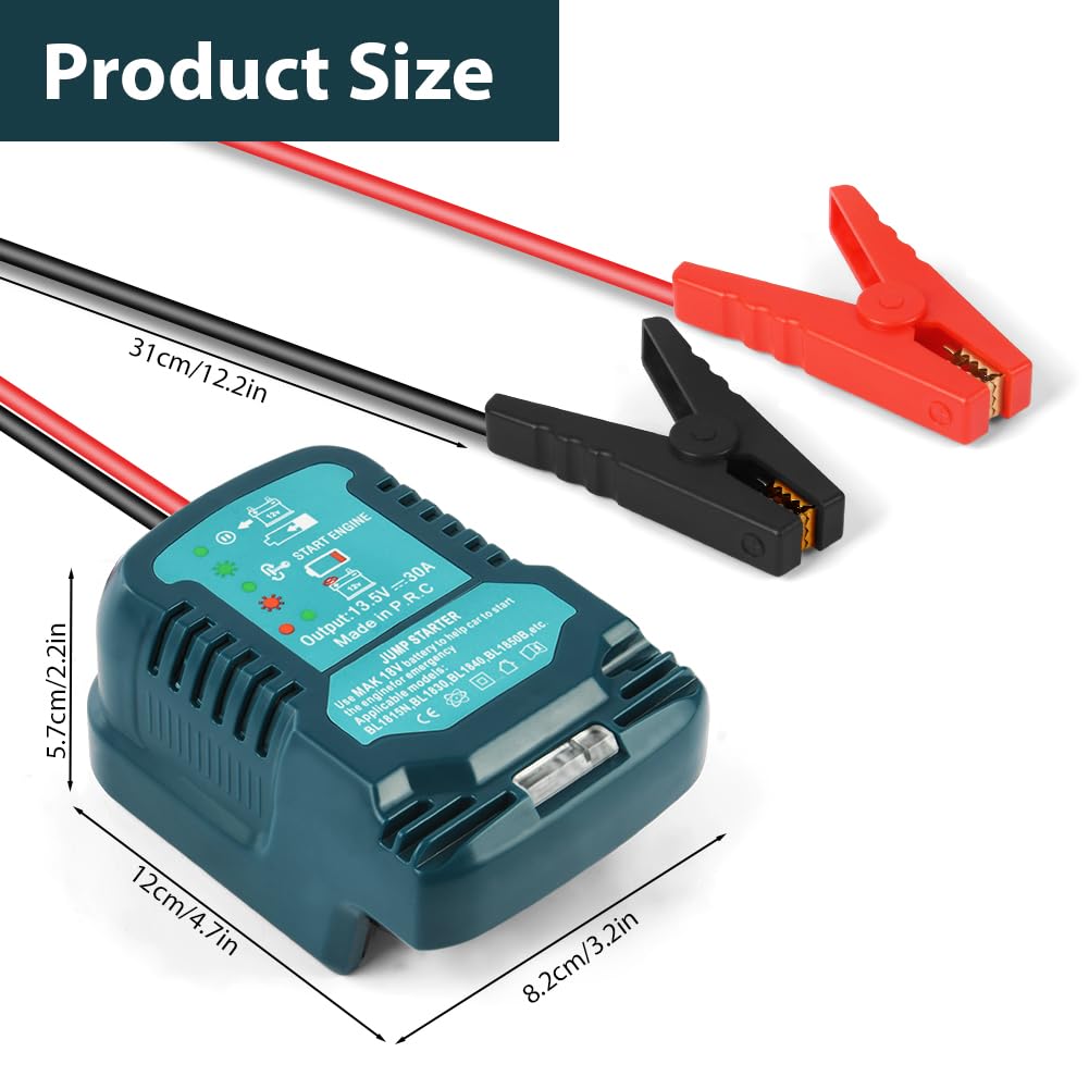 Flintronic Auto Starthilfe Powerbank Adapter für Makita Einhell 18V Akku, 12V Starthilfe Powerbank, Tragbarer Batterie Booster Adapter, Batterie Jump Starter, für Autobatterien, Jump Starter Auto