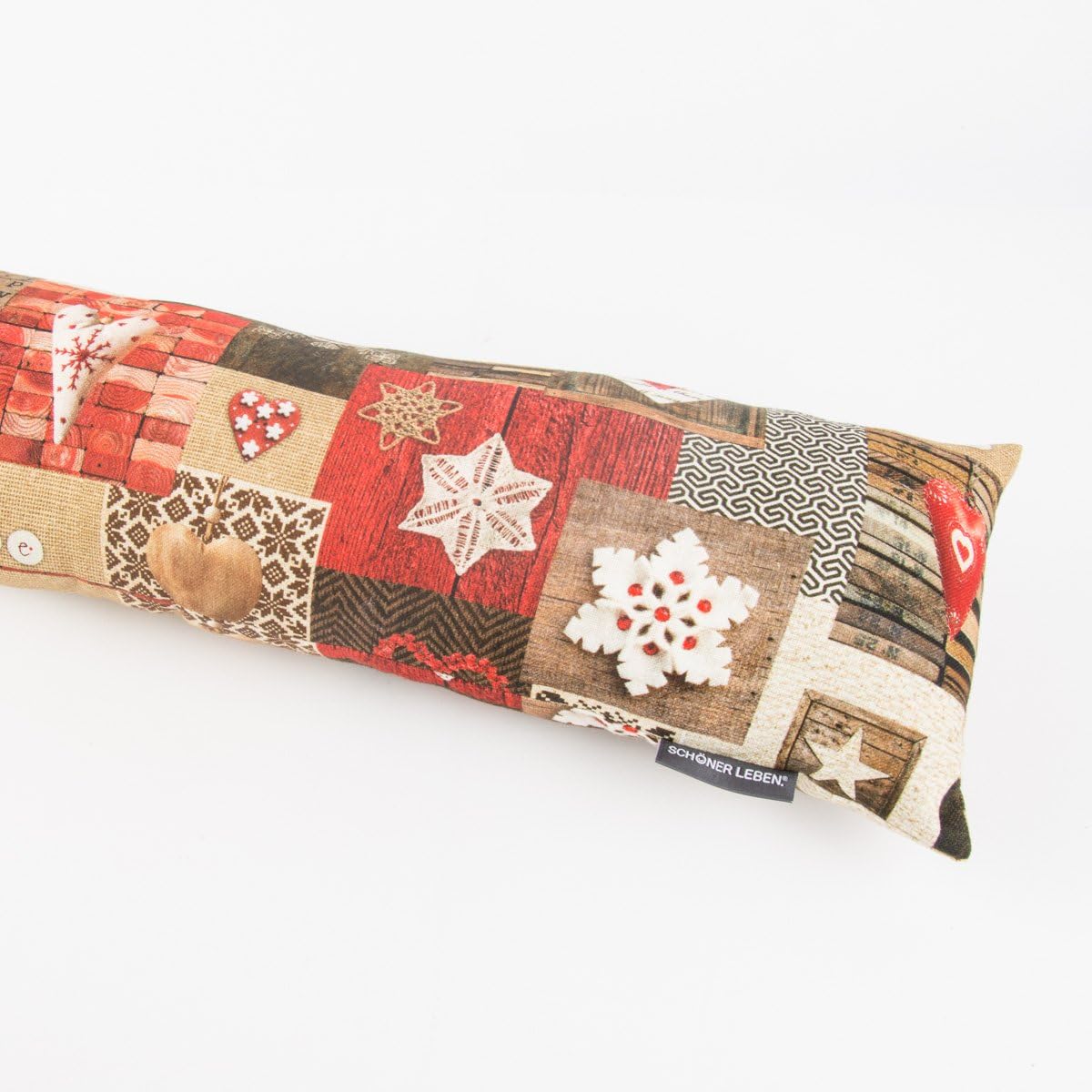 SCHÖNER LEBEN. Zugluftstopper Winter Herzen braun rot div Größen, Auswahl:130cm Länge