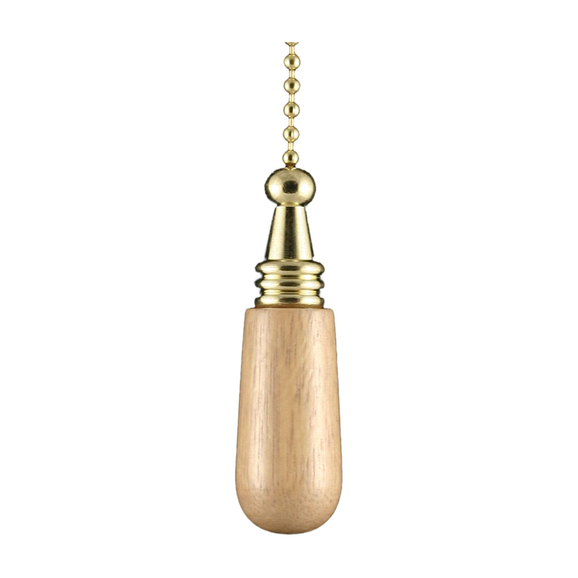 Elektek Mahogany Light Pull Chain Cord Brass Pine Drop With 80Cm Matching Chain