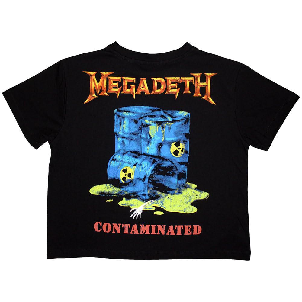 Rock Off officially licensed products Megadeth Contaminated Band Logo Crop Top, Black, L