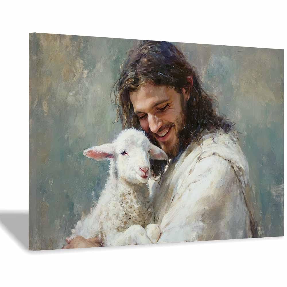 ZAMAEIU Jesus Canvas Wall Art Honoring thes infant Christian Painting Print for Bedroom Living Room Bathroom Home Wall Decor Church Decor(white)-80x120cm Framed