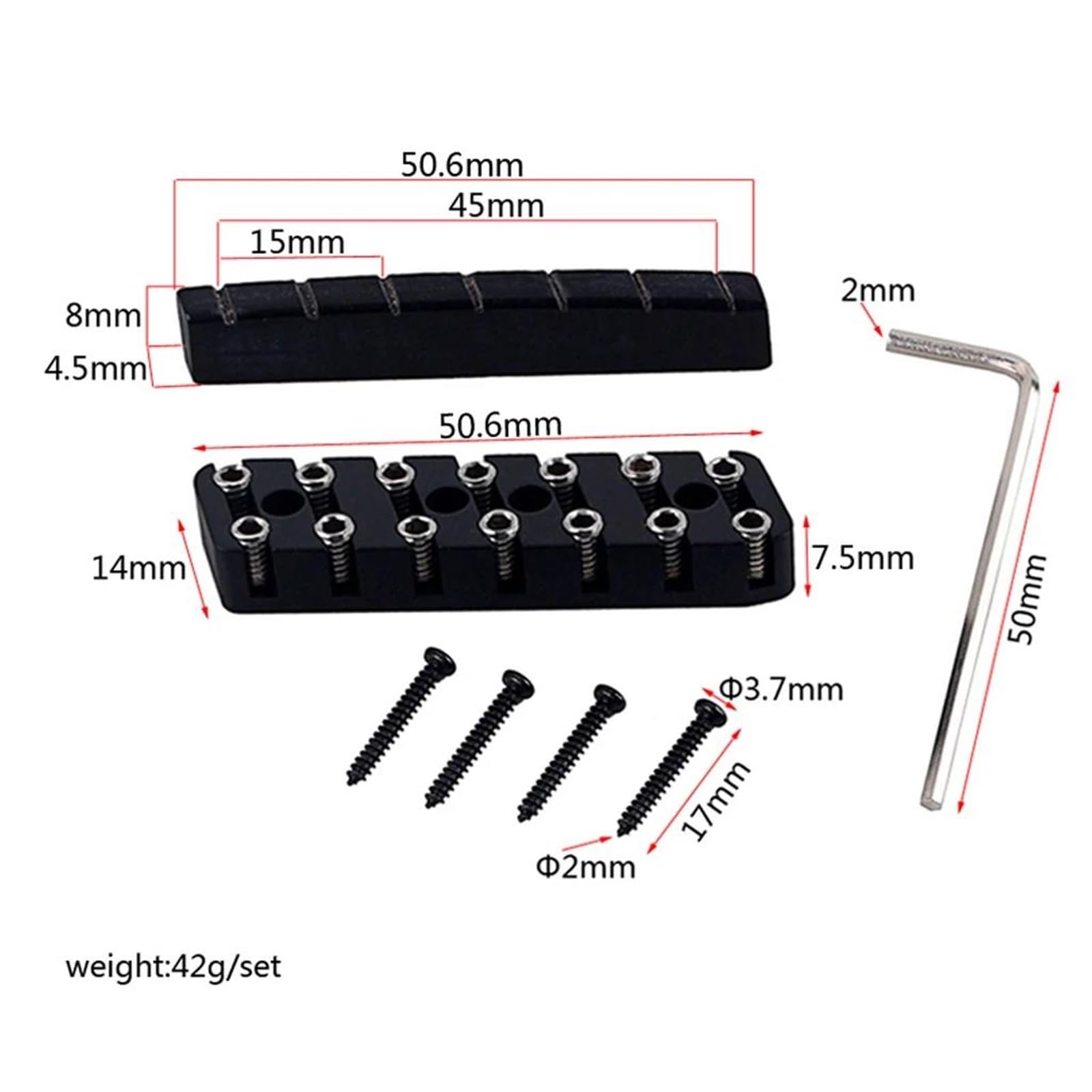 Profesjonalna Nakrętka Gitary 6/7 Strunowa Bezgłowa Gitara Elektryczna Zestaw Nakrętek Mostka Z Siodełkiem Stałym Akcesoria Części Zamienne(7 String)