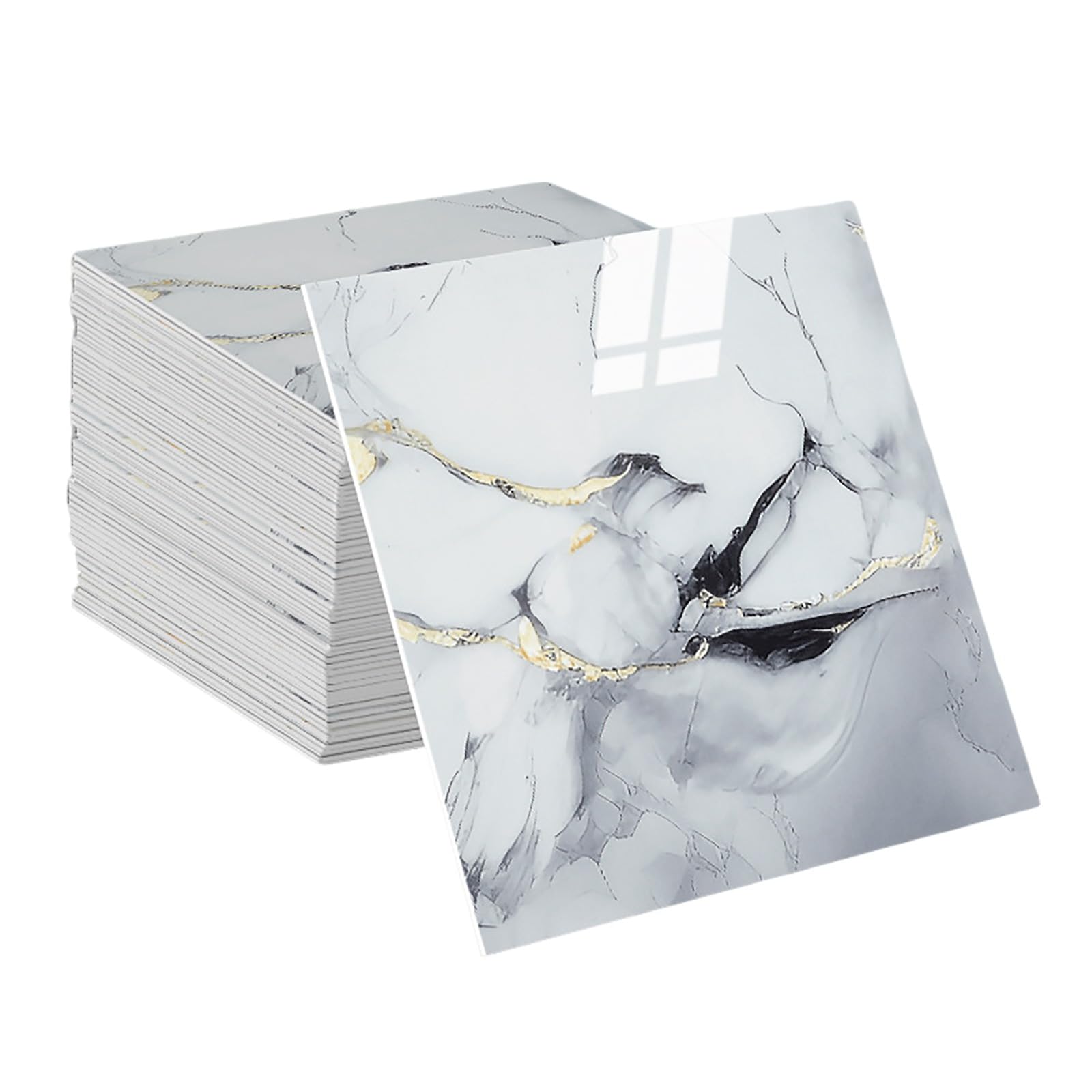 Wingbind 10 Pieces Peel and Stick Backsplash Wall Tiles Marble Stick on Tiles PVC 30x30CM Self Adhesive Tile Sticker Waterproof Wall Panels for Kitchen Bathroom Laundry Room Camper Living Room