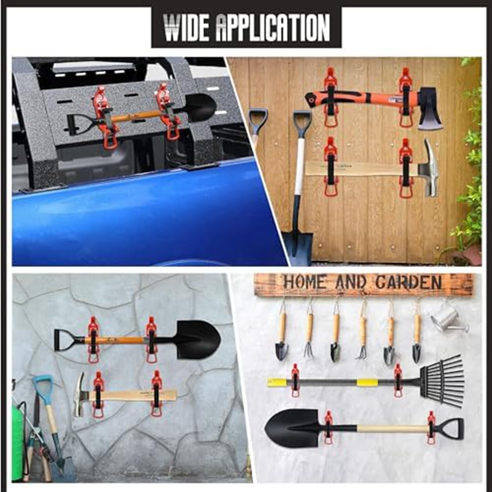 Support pour Pelle pour Barres de Toit de Voiture, Kit de Support de, Accessoires de Barre de Toit Rouges pour Camion, Bateau, Équipement Militaire et Outils.