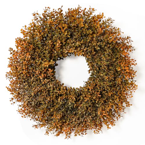 26 Lush Fall Wreath for Front Door Faux Autumn Boxwood Wreath Outdoor