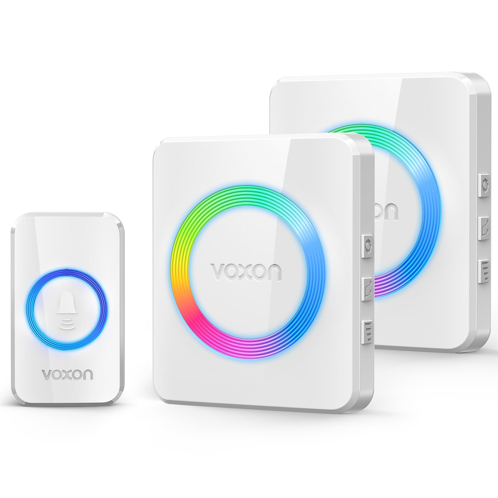Voxon Black Wireless Doorbell, Door Bell Wireless Cordless, Waterproof Ip65 Door Bells, Plug In Doorbells Chime With 2 Receivers, 120Db Lound With 1300Ft Long Range And 5 Volume Levels 60 Melodies(White)