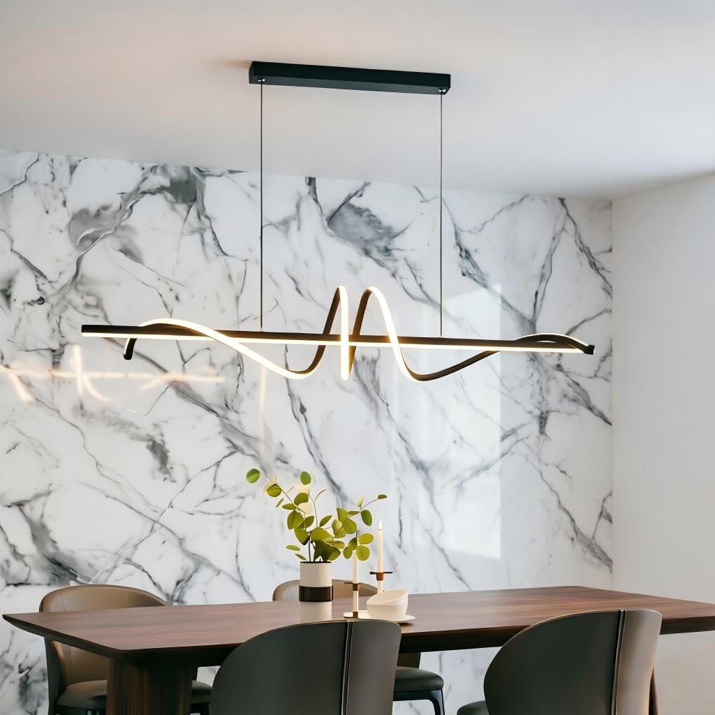 BTLINK LED Pendelleuchte 90cm Spirale hängeleuchte, Dimmbar 3000-6500K | Schwarz Pendelleuchte Esstisch,100cm Höhenverstellbar für Restaurants, Küche, Wohnzimmer