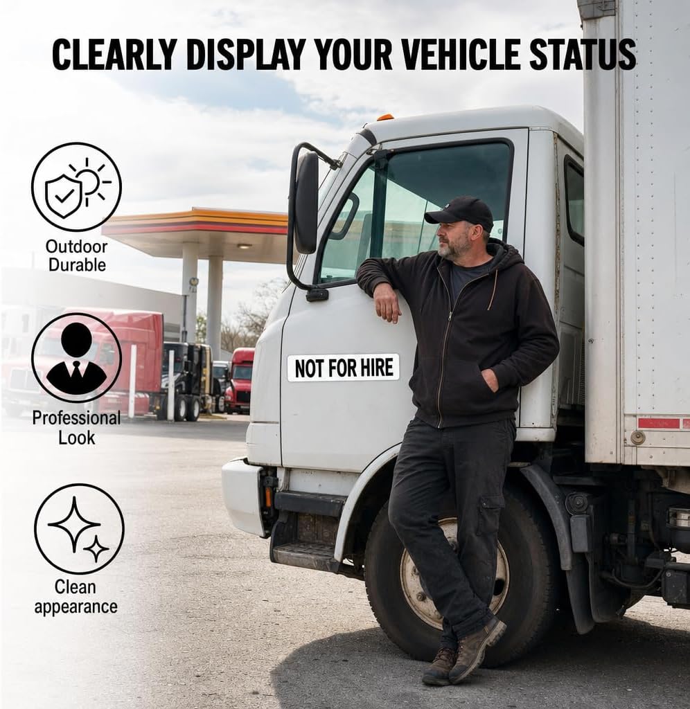 Not For Hire Magnetic Signs, 3"× 11.8" Not For Hire Car Magnetic Sticker Signs for Vehicles, Display On Box Truck, Tractor Trailer, Company Vehicle, Personal Vehicle