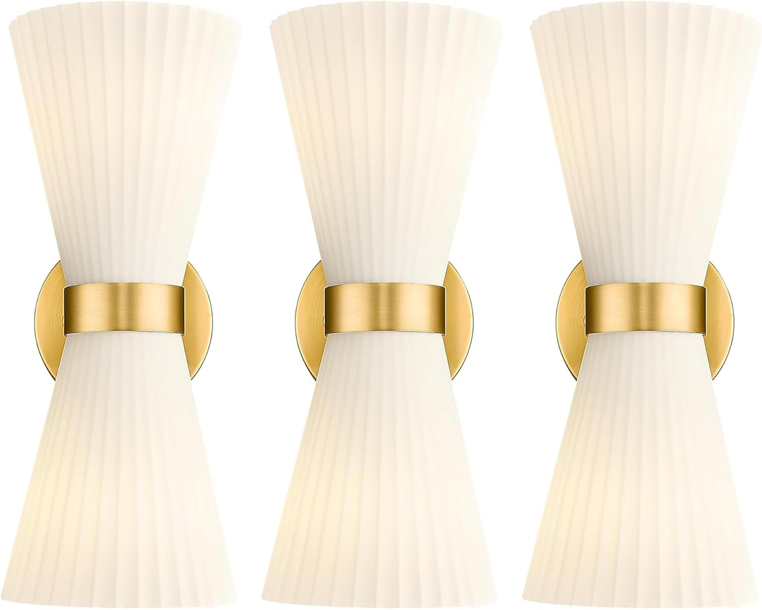 HWH 3 Pack Modern Gold Wall Sconce Light for Indoor Bundle, 5HZG97B-2W BG + 5HZG97B-2W-2PK BG