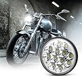 BraveWAY 5.75 inch Round LED Headlights for Motorcycle Sealed Beam 45W 5-3/4' Hi Lo Beam Headlamp Halo Replacement 1PC