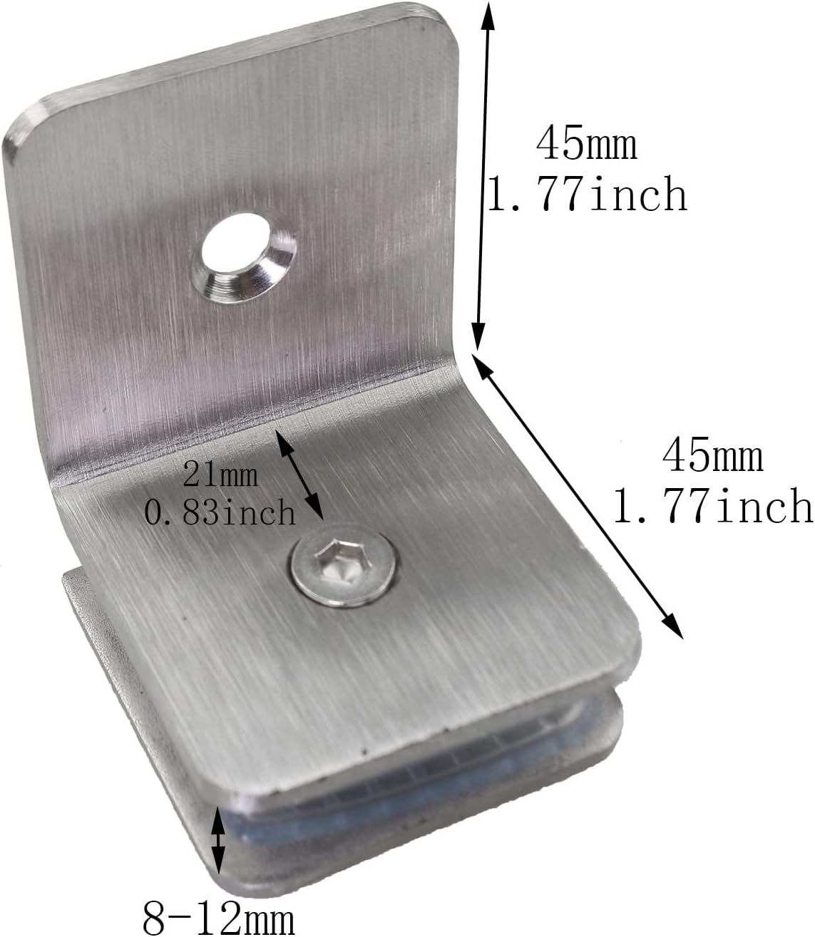 MEETOOT Shower Room Glass Partition Code, 90 Degree Single Side 304 Stainless Steel Square Fixed Clamp Glass Door Brackets Support with A Thickness of 8-12mm