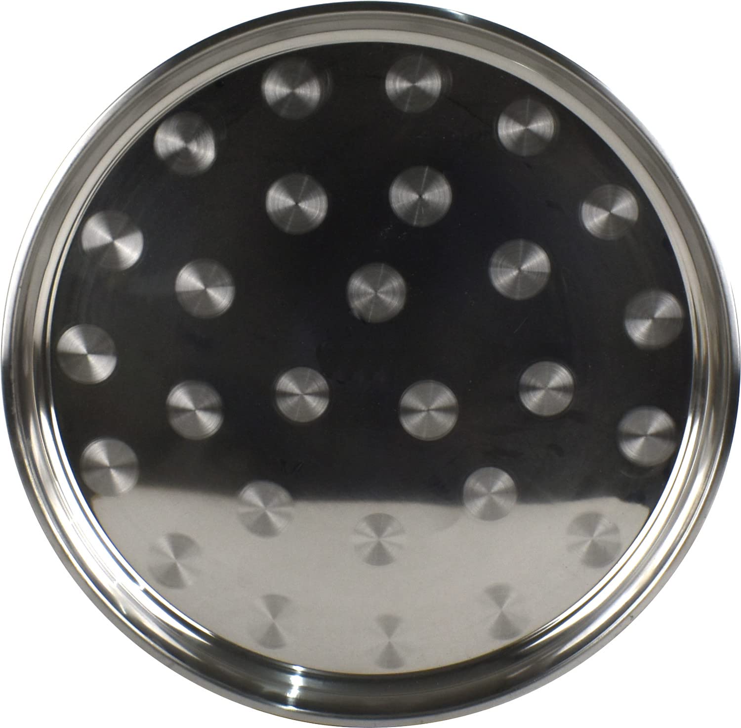 Sterling Ventures Round Stainless Steel Serving Tray Display Food & Fruits Party Pub Club Restaurant Home Barbecue Tray Full Surface Mirror Polished Dishwasher Safe (Mirror Finishing 55CM)