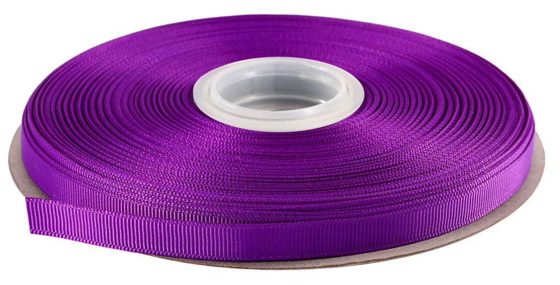 DUOQU 1/4 inch Wide Grosgrain Ribbon 50 Yards Roll Multiple Colors Purple