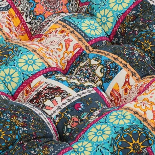 HIGOGOGO Square Meditation Pillow, Large Floor Pillow Thick Tufted Seat Cushion for Balcony Bedroom Tatami Living Room, Turquoise, 22x22 Inch - Image 5