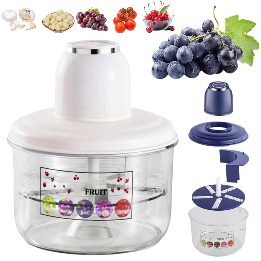 Pelatrice elettrica dell'uva, Strumento Automatico per sbucciare Piccoli Frutti, Estrattore di Pelle per pelapatate, Macchine per Frutta Intelligenti Commerciali Ricaricabili (White)
