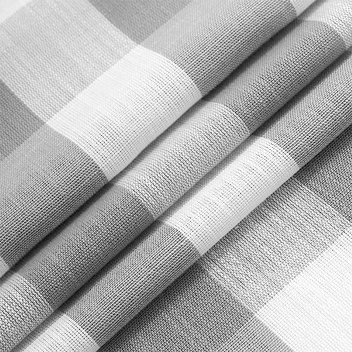 Abstractex Grey White Gingham Sheer Curtains 60x90 Inch for Bedroom Wide Buffalo Check Linen Textured Semi Sheer Privacy Drapes for Living Room Light Filtering Rustic Eyelet Window Treatments 2 Pcs - Image 4