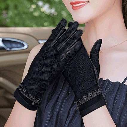 Rebily Mesh Breathable Lace Sunscreen Gloves Ladies Thin Ice Silk