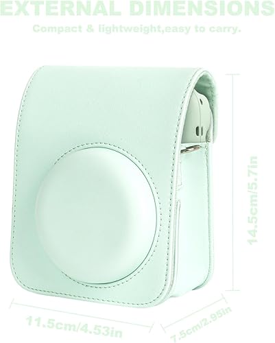 Miniatura 6 de Funda para cámara instantánea Fuji Instax Mini 12 con correa de hombro ajustablemarco de fotos, calcomanía de dibujos animados (blanco arcilla)