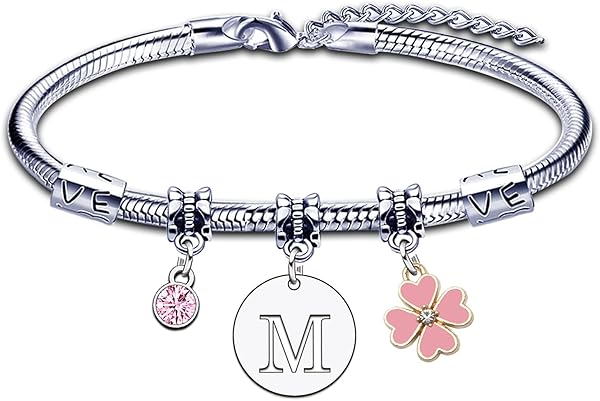KJKJKJ Bracelet Initiale Prénom Femme Argent