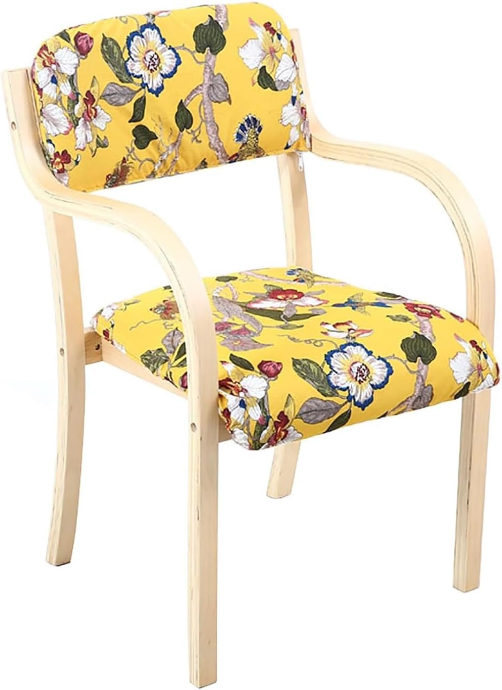 Fauteuils en bois massif pour salle à manger confort lin et coton