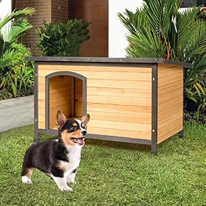 Tangkula Wooden Dog House, Outdoor Weather Resistant Pet Log Cabin, Pet Shelter Pet House with Hinged Roof, Open Entrance & Removable Floor (Medium) Tangkula Wooden Dog House, Outdoor Weather Resistant Pet Log Cabin, Pet Shelter Pet House with Hinged Roof, Open Entrance & Removable Floor (Medium)