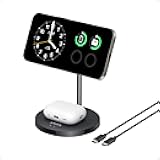 Anker MagSafe Compatible MagGo Charger Stand, iPhone 16 Wireless Charger, 2-in-1 Charging Station, Qi2 Certified 15W Fast Charging, for iPhone 16/15/14/13/12, AirPods Pro (Black, No Adapter)