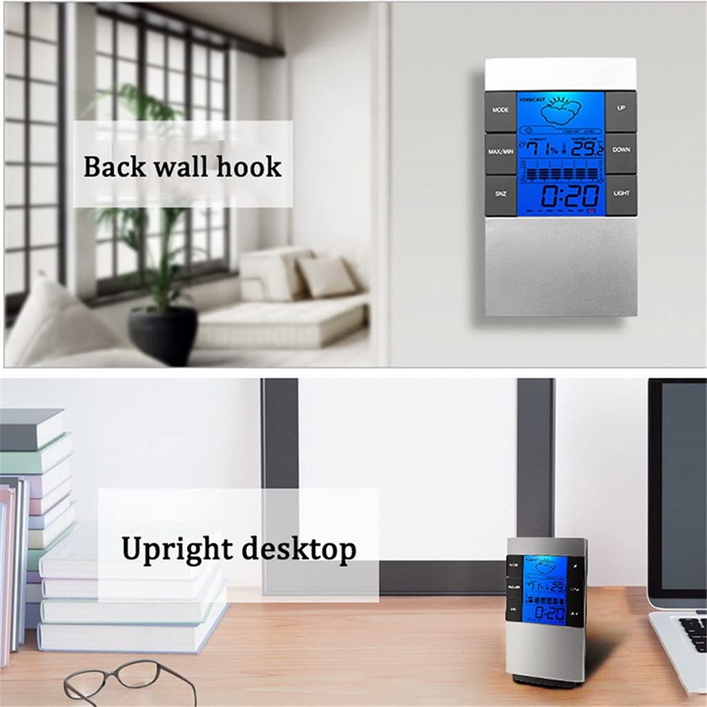 JSEIAJB Thermometer Hygrometer Weather Station Clock Room Temperature and Humidity Monitor Gauge Battery Operated