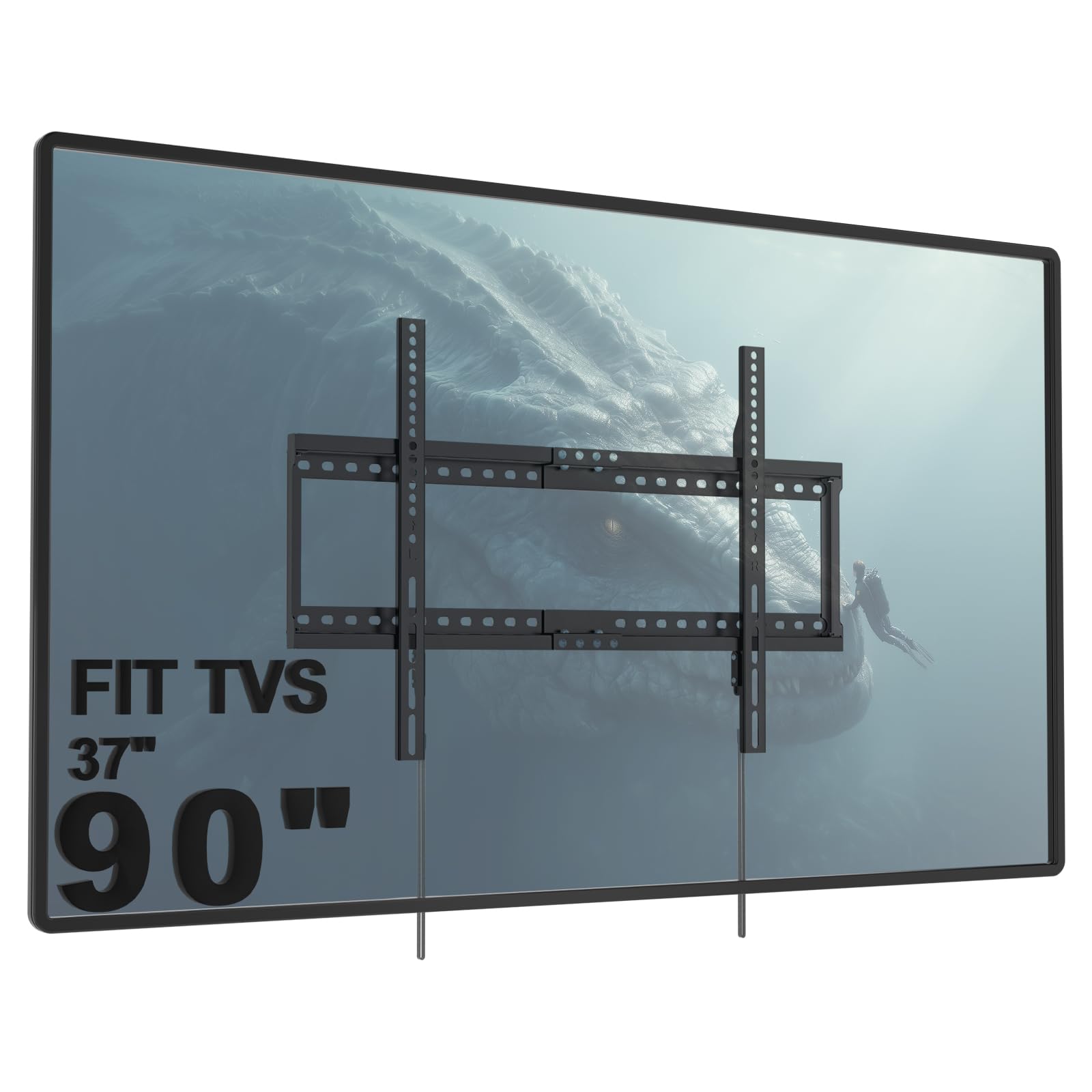 WALI TV Wall Mount Bracket for 37-90 Inch Flat Curved TVs up to 165 lbs, Low Profile Wall Mount Holds Your TV 1.1 Inch from The Wall, Mounting Holes up to 600x400mm (TTM-2), Black