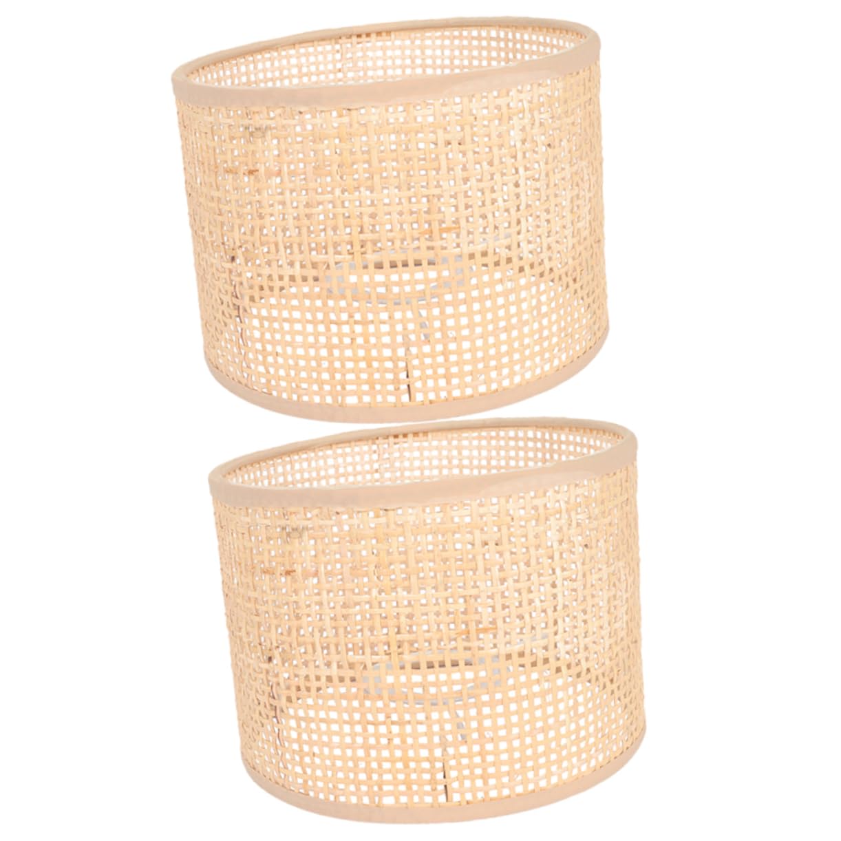 BESTYASH Paralume in Rattan Intrecciato, Copri Lampada Rustico, 2 Pezzi, Resistente all'Usura, per Lampadario e Soggiorno, Attacco E14/E27